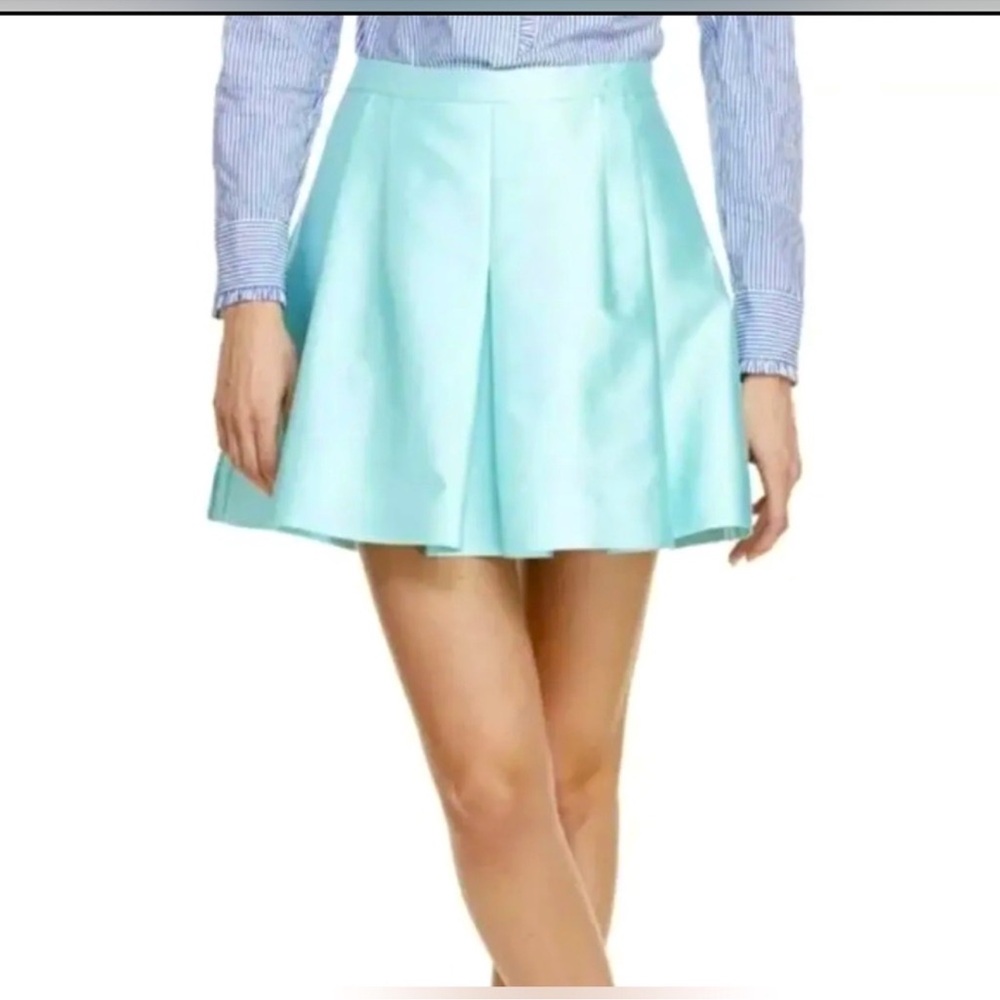 $15$ NWT Vineyard Vines Aqua Pleated Silk Mini Skirt Size 6